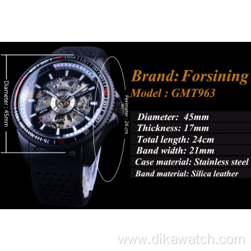 Fashion Casual Forsining watch mens Top Brand Luxury Rotating Bezel Sport Design Silicone Band Men Watches Automatic Clock